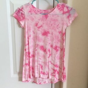 Girls tie dye pink flowy shirt justice